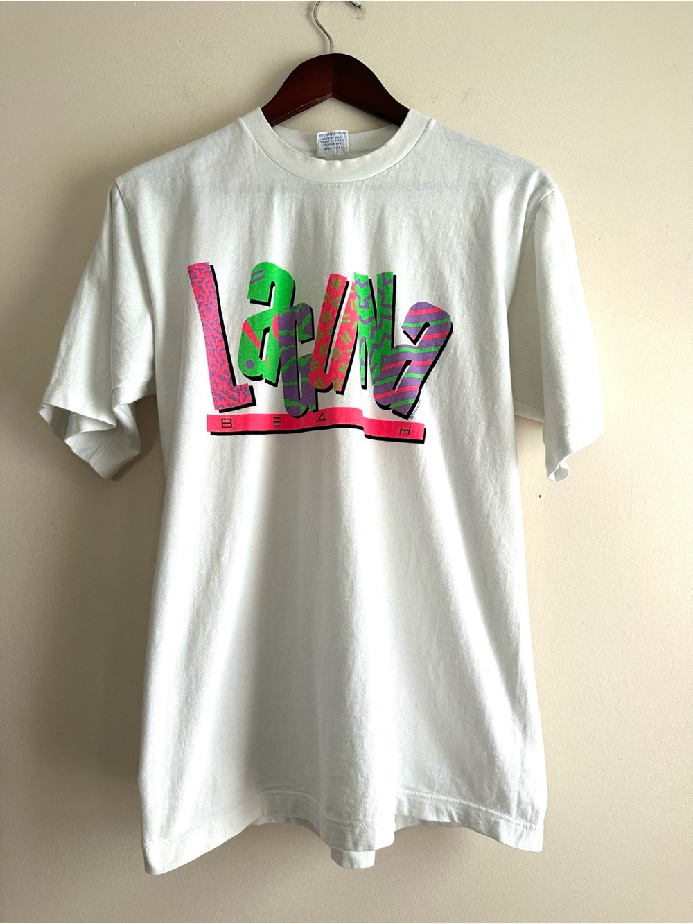 Vintage 90s Laguna Beach CA Neon Crazy Shirt
